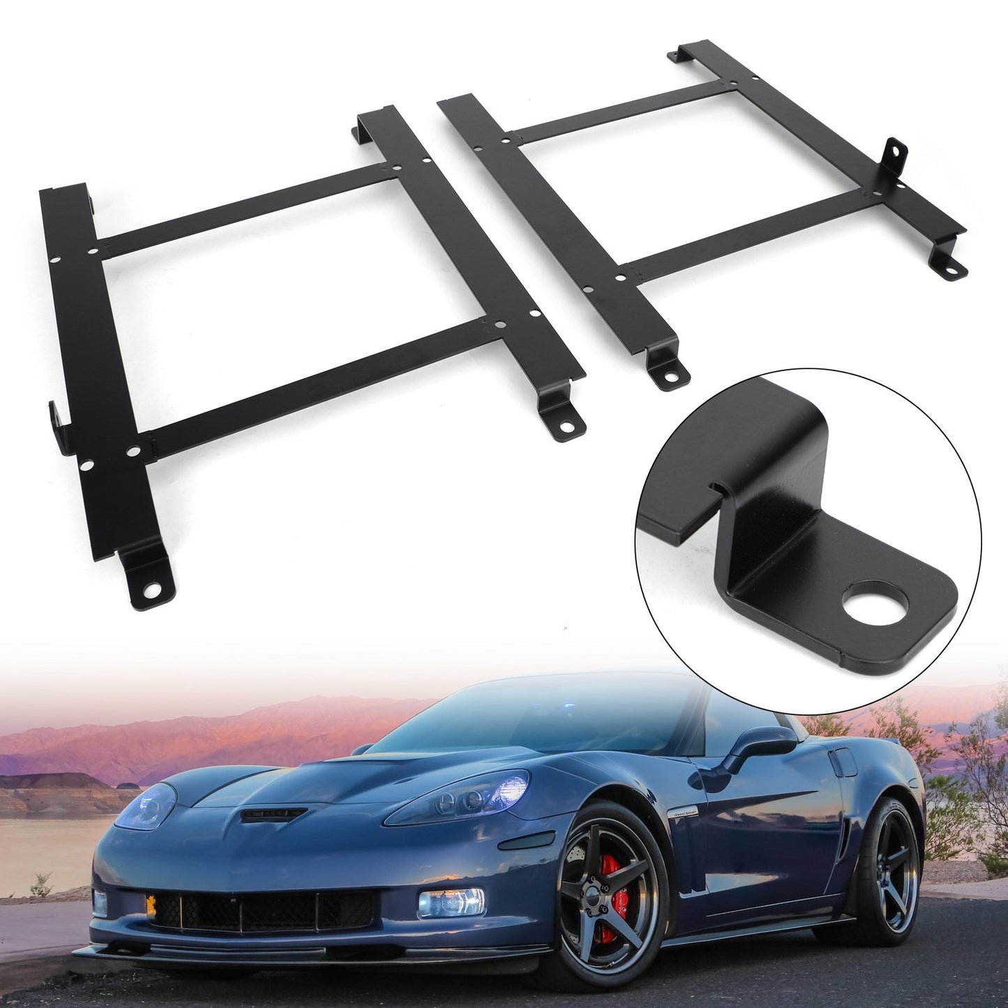 Low Mount Racing Bucket Seat Base Tensile Steel Bracket Fit For 97-04 Chevrolet Corvette