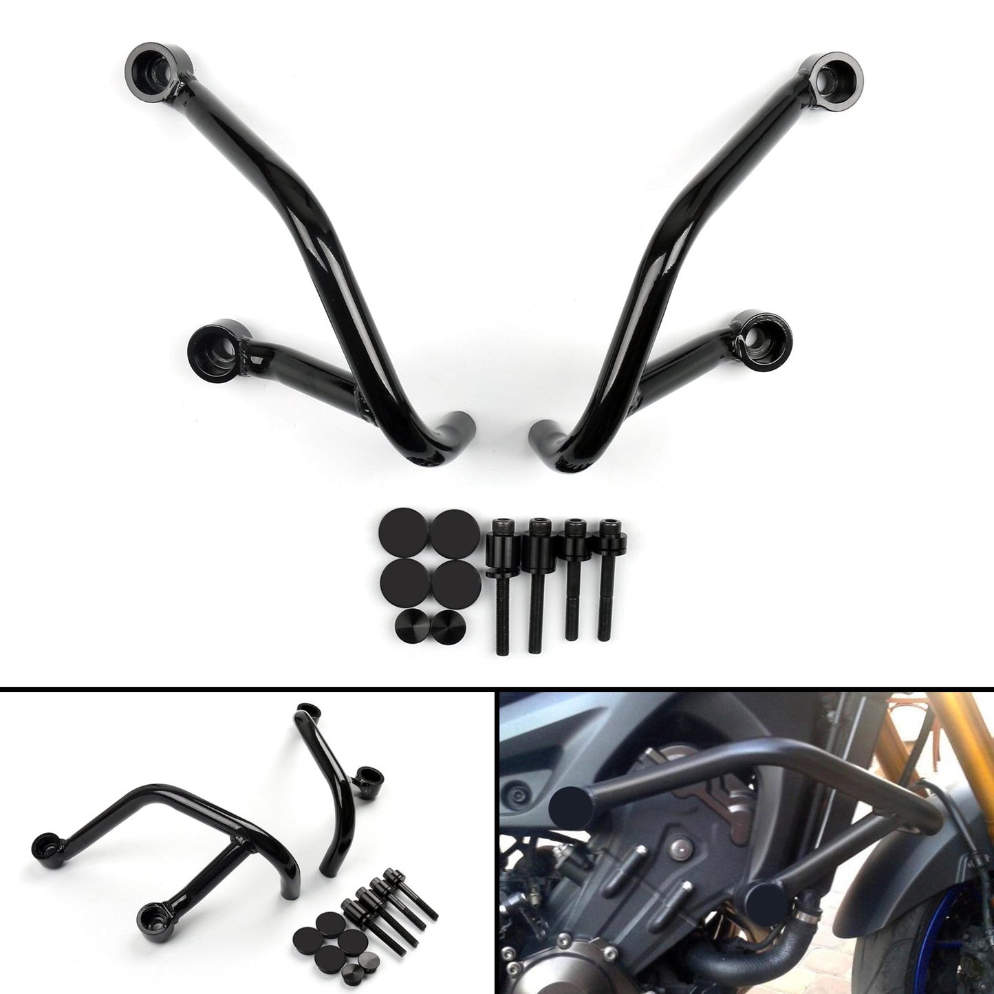 Front Engine Guard Crash Bar Protection For Yamaha MT-09 MT09 2014-2016 Black