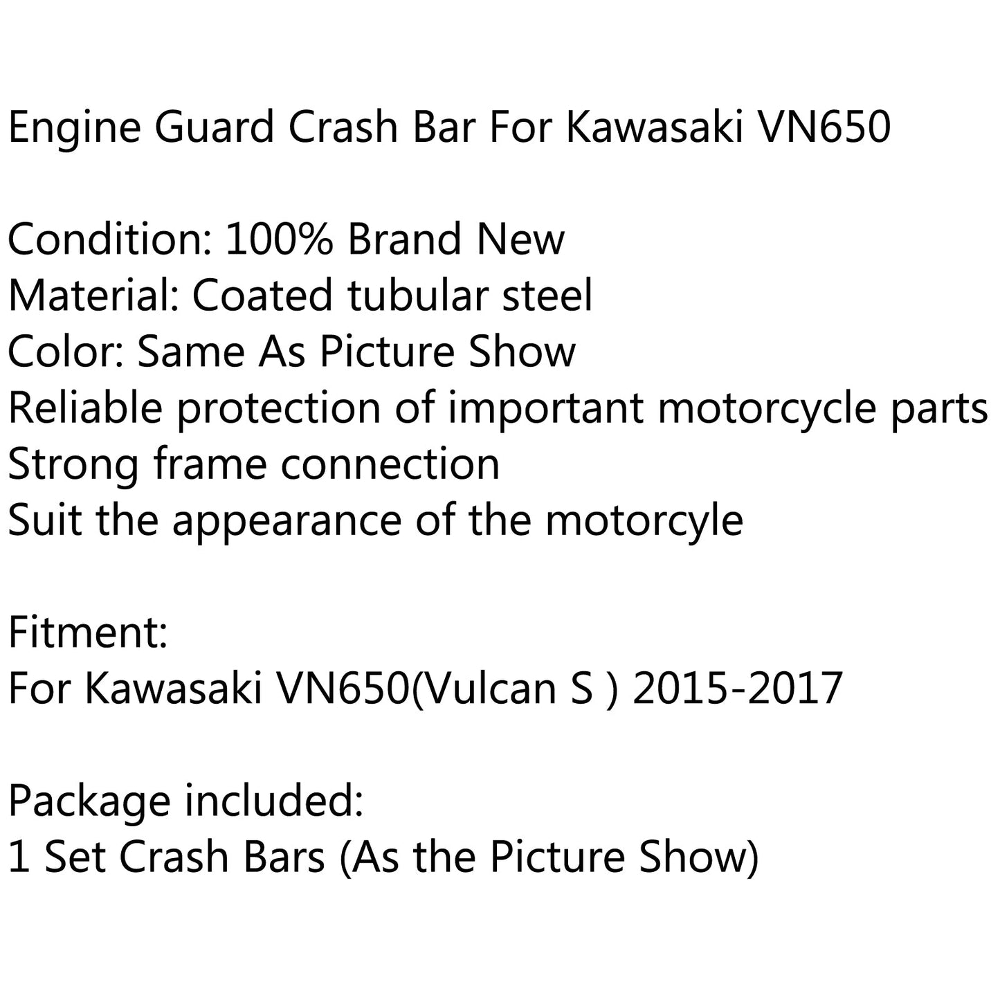 Black Crash Bars Engine Guard Protector For Kawasaki VN650(Vulcan S) 2015-2017