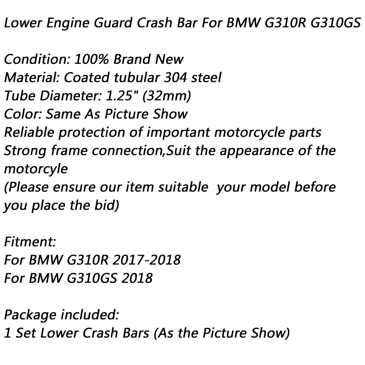 Lower Bumper Engine Guard Crash Bars For BMW G310R G310GS 2017-2018 Generic