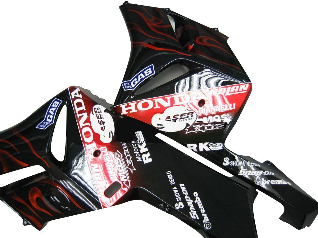 2004-2005 Honda CBR 1000 RR Amotopart Fairings Black & Red Flame Shark Racing Customs Fairing