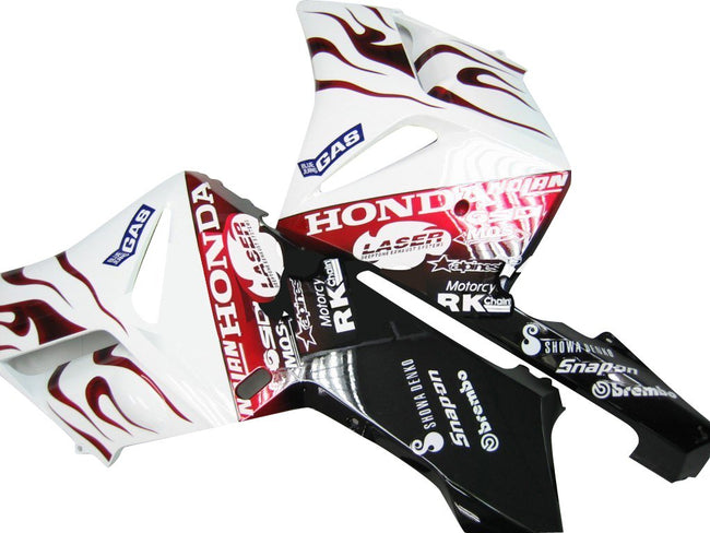 2004-2005 Honda CBR 1000 RR Amotopart Fairings White & Red Flame Shark Racing Customs Fairing