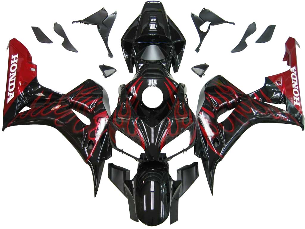 2006-2007 Honda CBR 1000 RR Black & Red Flame Racing Amotopart Fairings