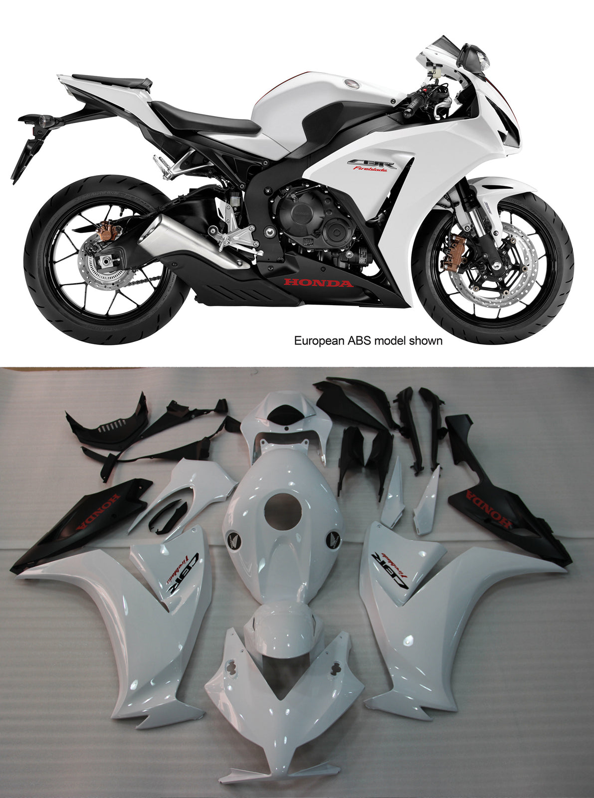 2012-2016 Honda CBR1000 Amotopart Fairing White Kit