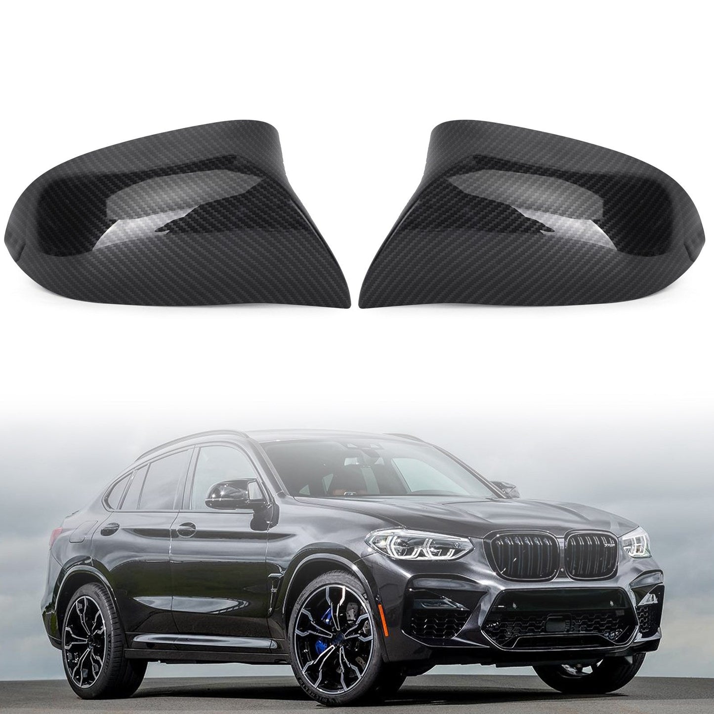 Rearview Mirror Cover Fit For BMW F15 X5 & F16 X6 X4 F26 X3 E83 2014-2018 (Will Not Fit X5M & X6M Models)