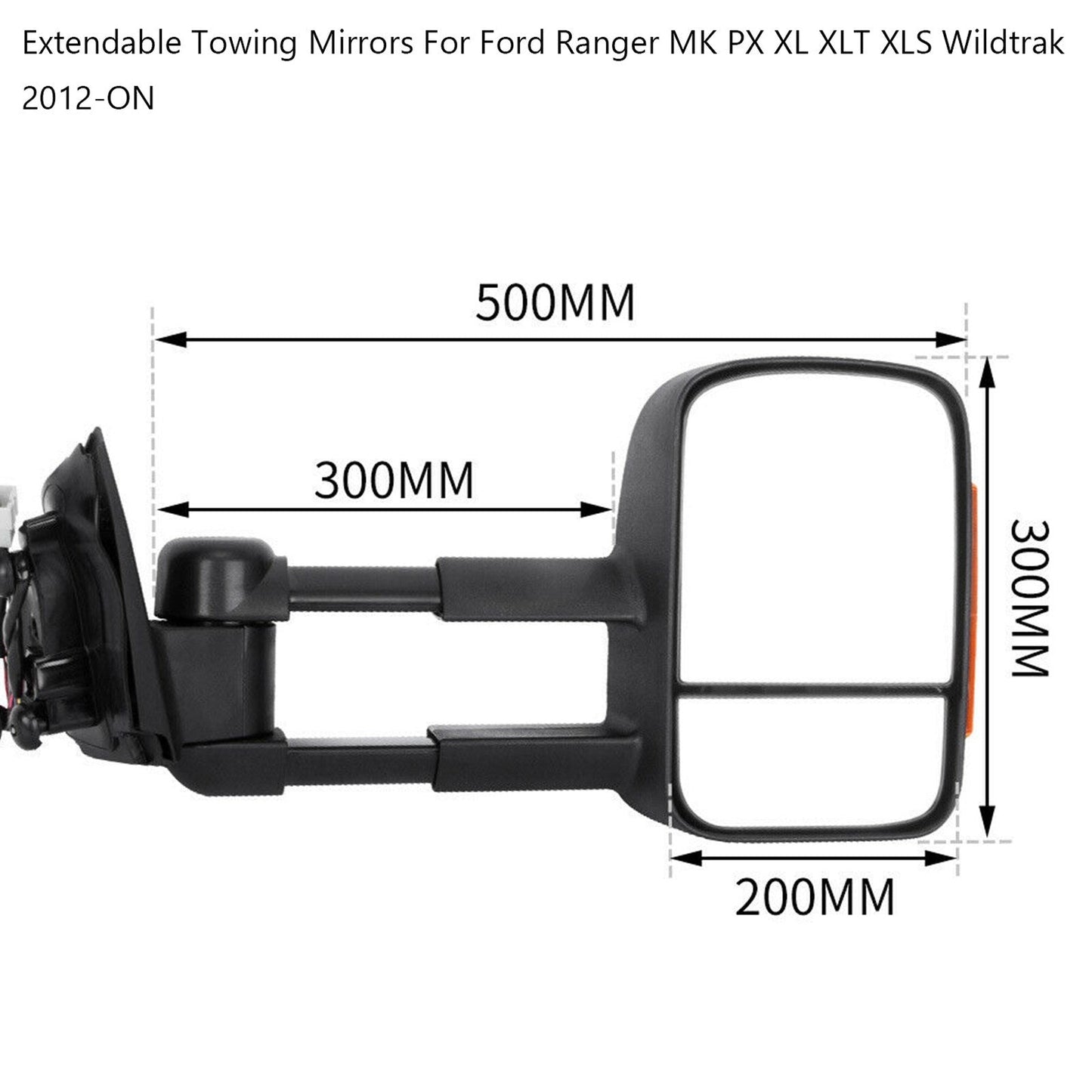 2012-ON Ford Ranger MK PX XL XLT XLS Wildtrak Extendable Towing Mirrors