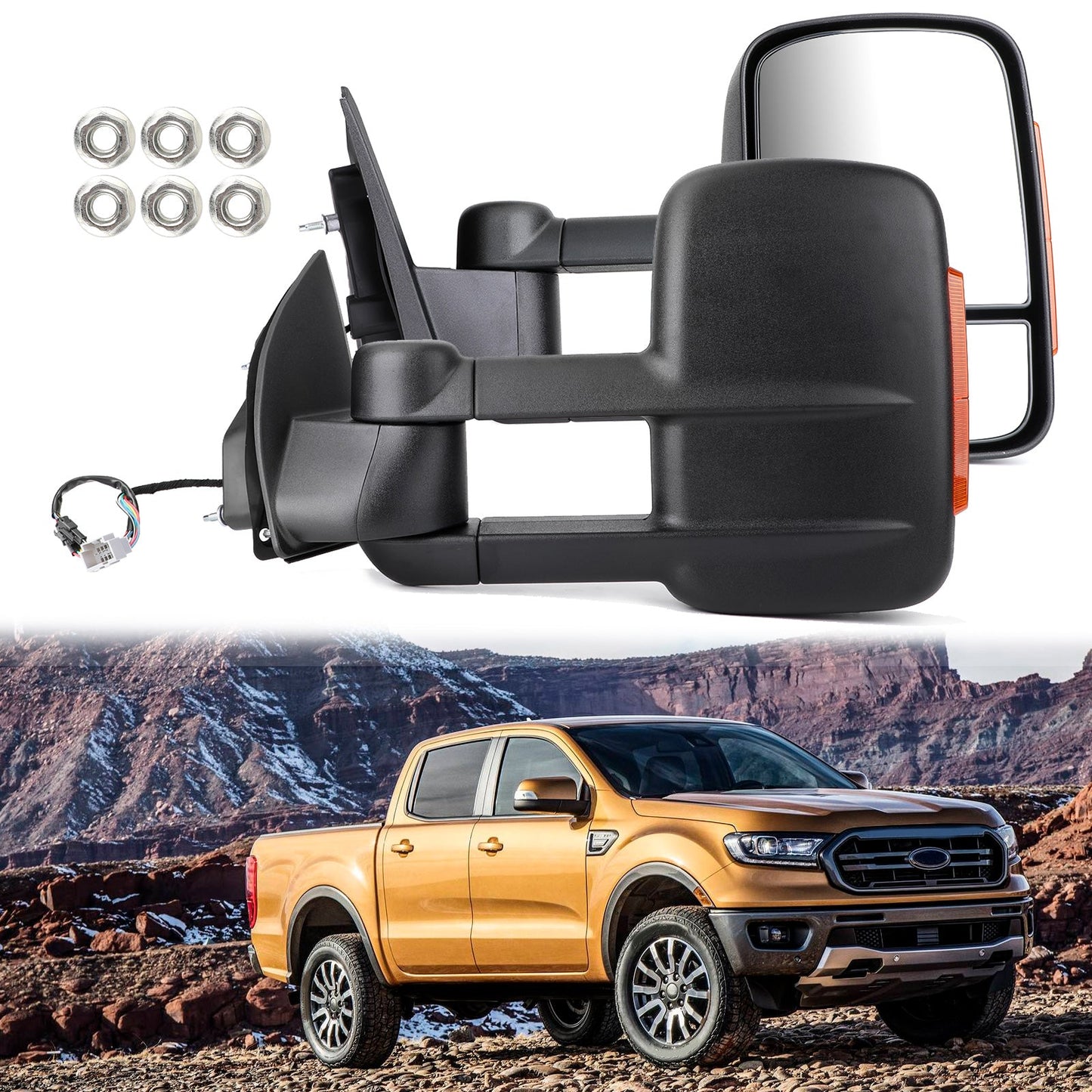 2012-ON Ford Ranger MK PX XL XLT XLS Wildtrak Extendable Towing Mirrors
