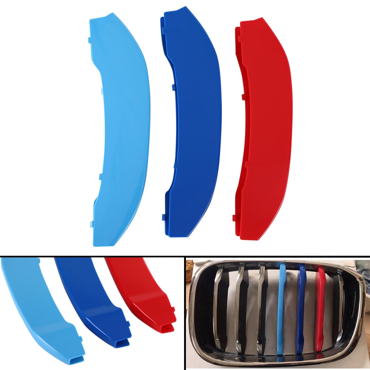 3x M Color Kidney Grille Bar Cover Decal Stripe Clips Cover For BMW X3 G01 2018