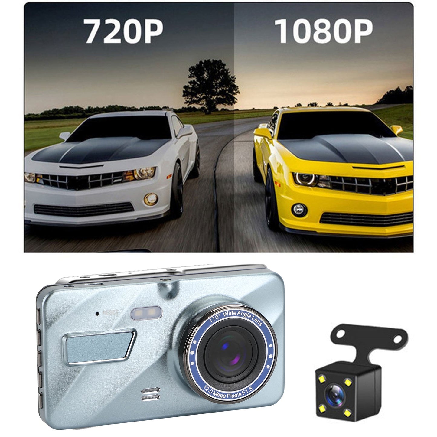 1080P Dash Cam HD Car Dashboard DVR Front + Rear Camera Video Recorder G-sensor