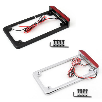 Universal Motorcycle 3 LED License Plate Frame With LED Tail Brake Light