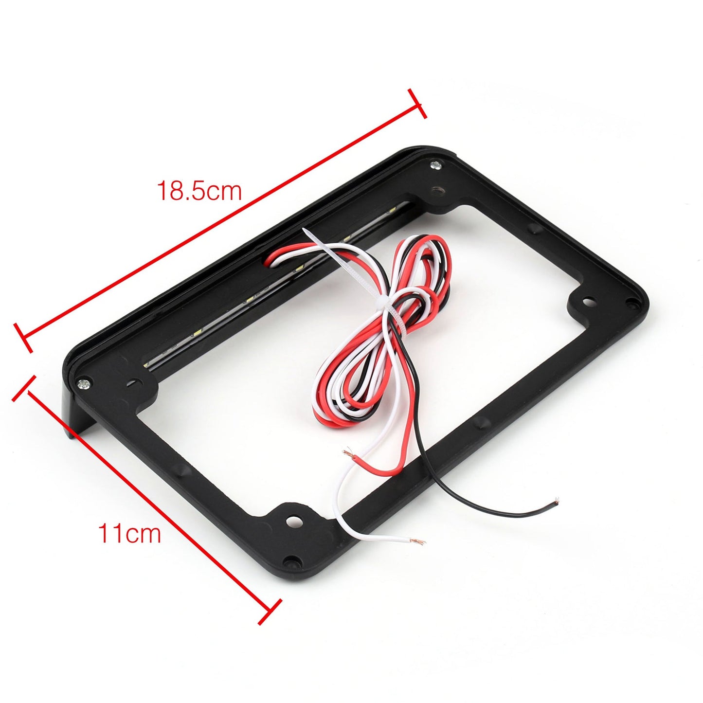 Universal Motorcycle 6" LED License Plate Frame With LED Tail Brake Light Black