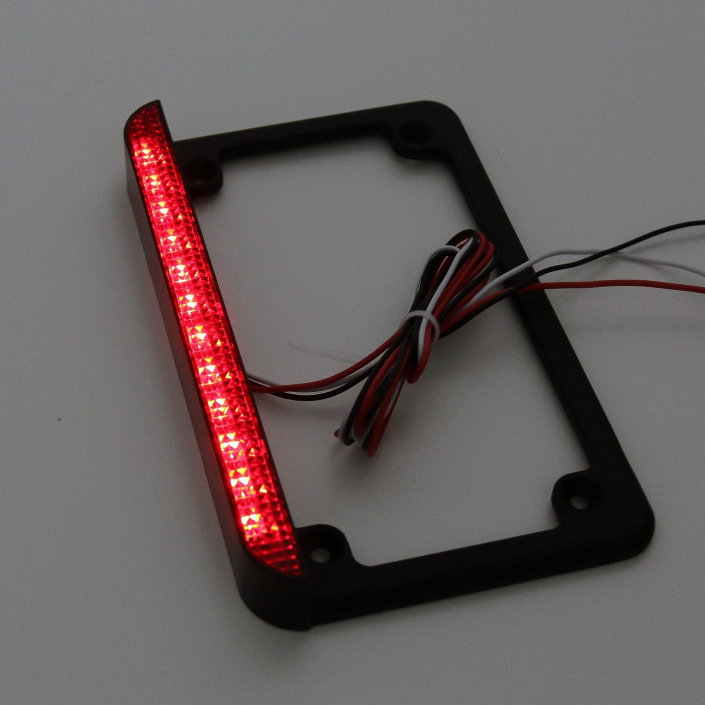 Universal Motorcycle 6" LED License Plate Frame With LED Tail Brake Light Black