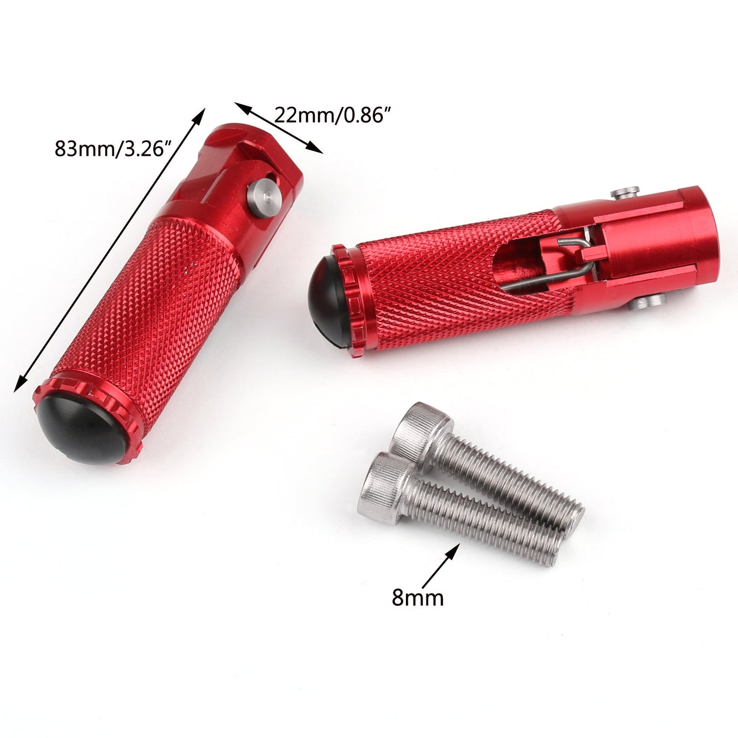 CNC Folding Foot Pegs Footpeg Rear Set Rest Racing For Universal Motorcycle Red