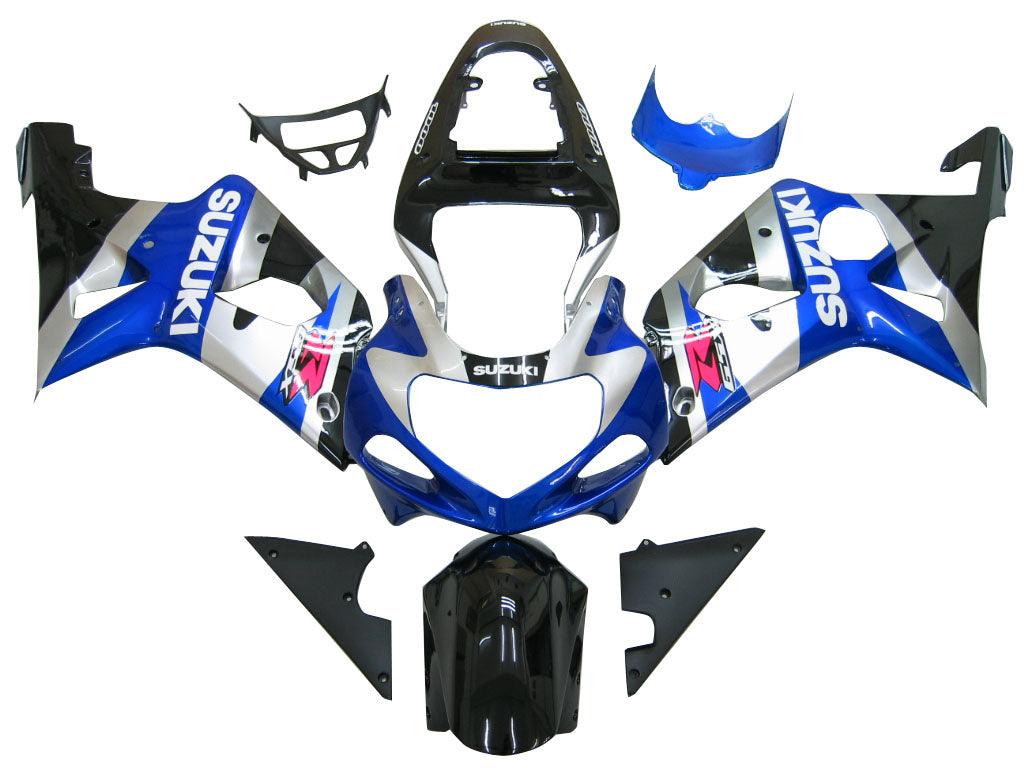 2000-2002 Suzuki GSXR 1000 Silver Blue Black GSXR Racing Amotopart Fairings