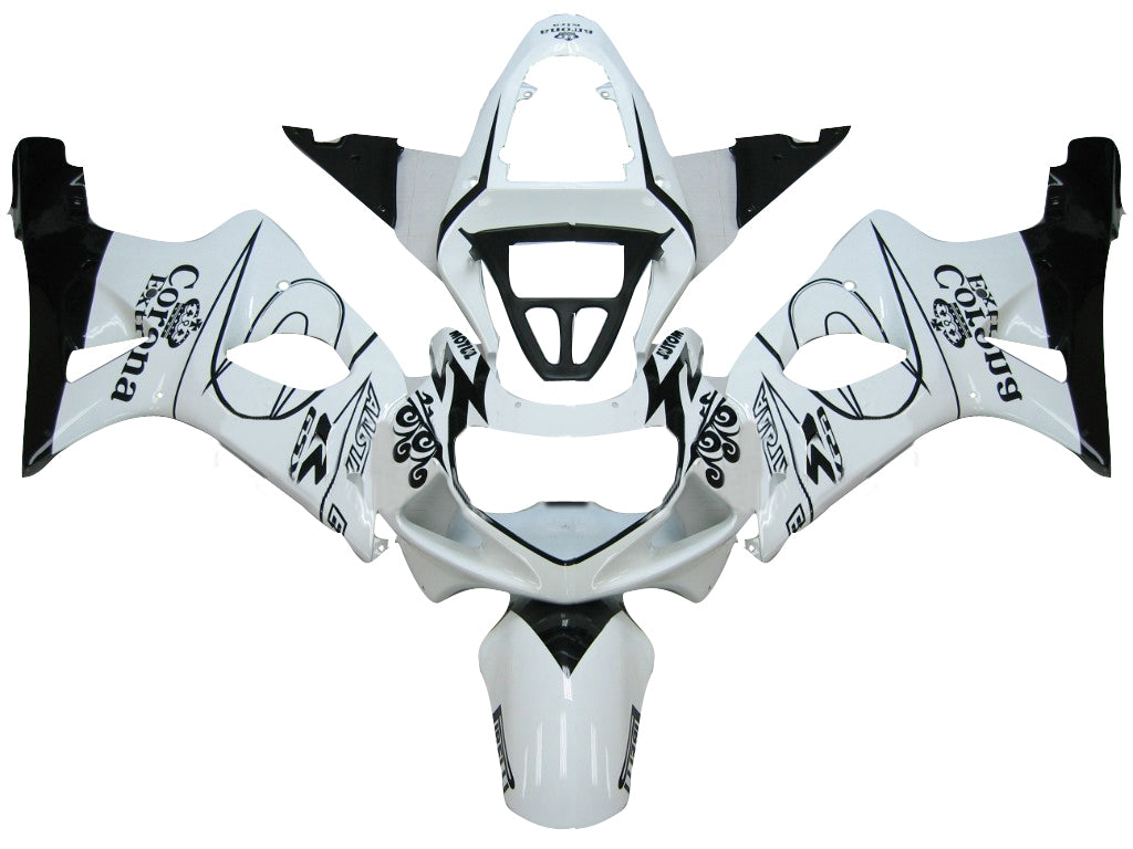 2000-2002 Suzuki GSXR 1000 White & Black Corona Racing Amotopart Fairings