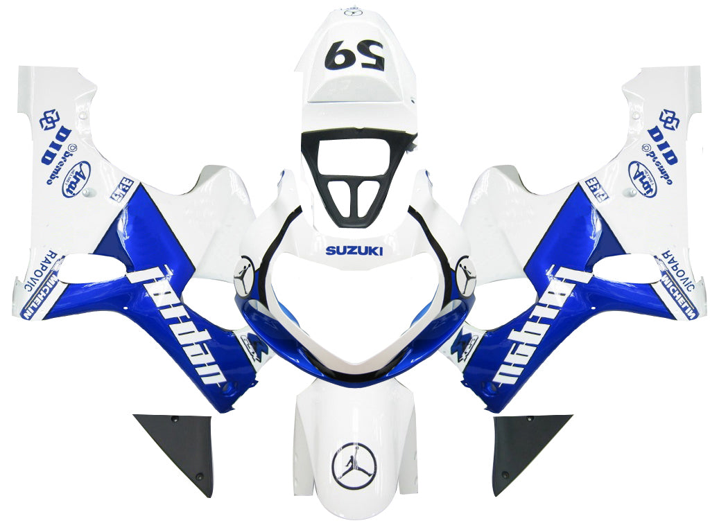 2000-2002 Suzuki GSXR 1000 White & Blue Jordan Racing Amotopart Fairings