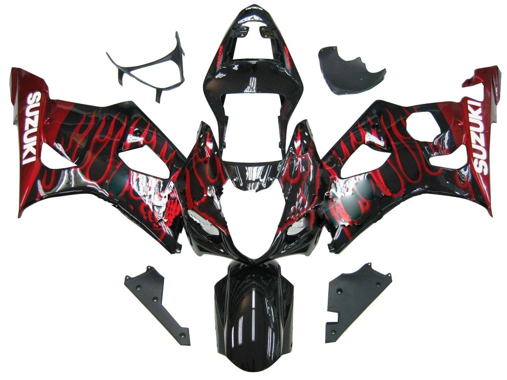 2003-2004 Suzuki GSXR 1000 Black & Red Flame Racing Amotopart Fairings