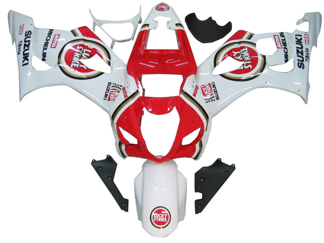 2003-2004 Suzuki GSXR 1000 White and Red Lucky Strike Racing Amotopart Fairings