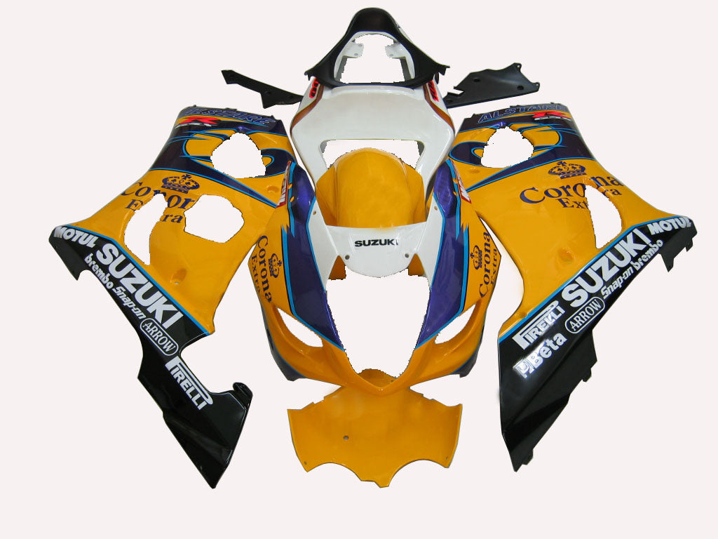 2003-2004 Suzuki GSXR 1000 Yellow & White Corona Racing Amotopart Fairings