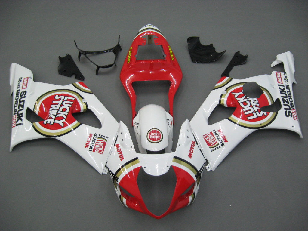 2003-2004 Suzuki GSXR 1000 White & Red Lucky Strike Racing Amotopart Fairings