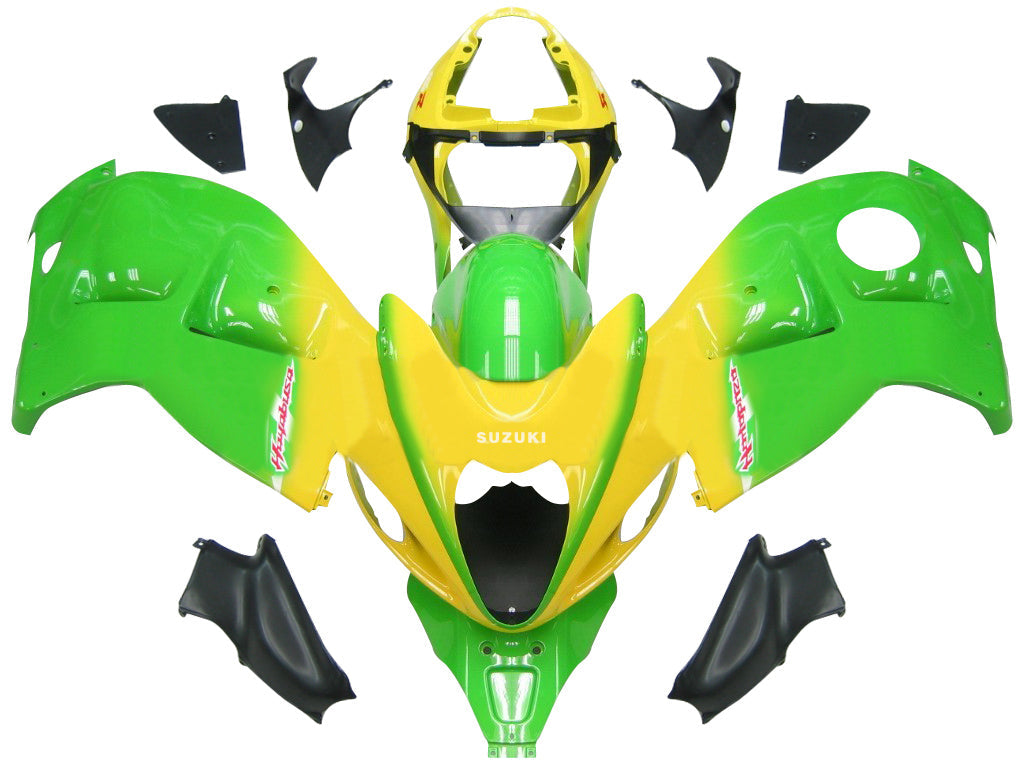 1999-2007 Suzuki GSX1300 Hayabusa Amotopart Fairings White Green Research47 Racing