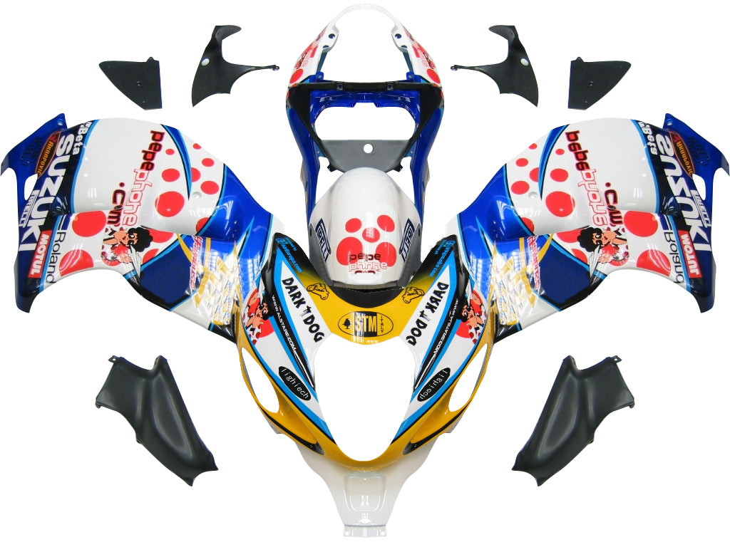 1999-2007 Suzuki GSX1300 Hayabusa Amotopart Fairings White Green Research47 Racing