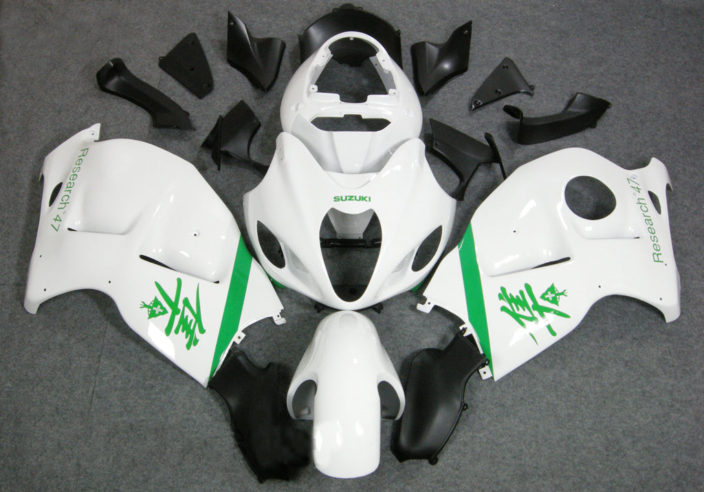 1999-2007 Suzuki GSX1300 Hayabusa Amotopart Fairings White Green Research47 Racing