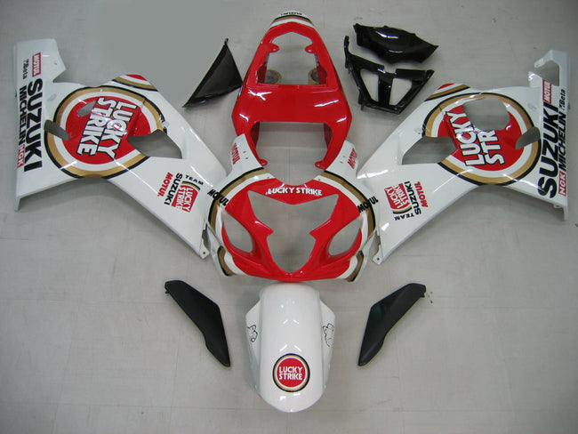 2004-2005 Suzuki GSXR 600 750 Amotopart Fairings White & Red Lucky Strike Racing