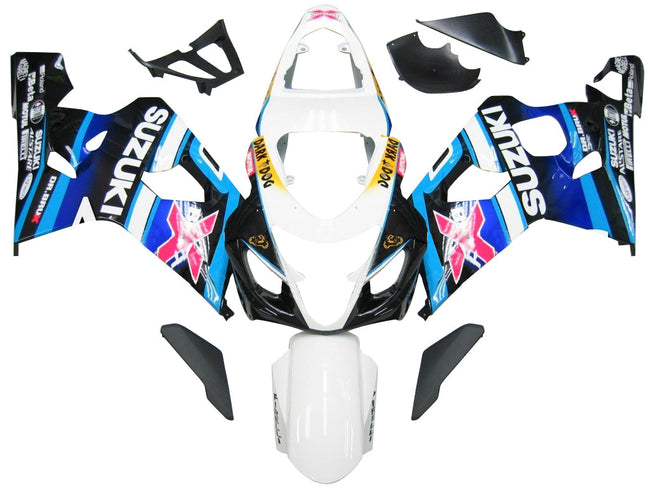 2004-2005 Suzuki GSXR 600 750 Amotopart Fairings White Blue Brux GSXR Racing