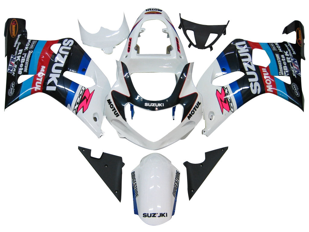 2001-2003 Suzuki GSXR 750 Amotopart Fairings White Red Lucky Strike Racing