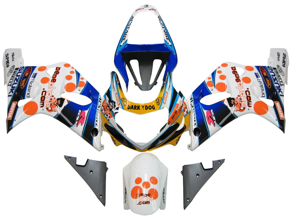 2001-2003 Suzuki GSXR 750 Amotopart Fairings White Red Lucky Strike Racing