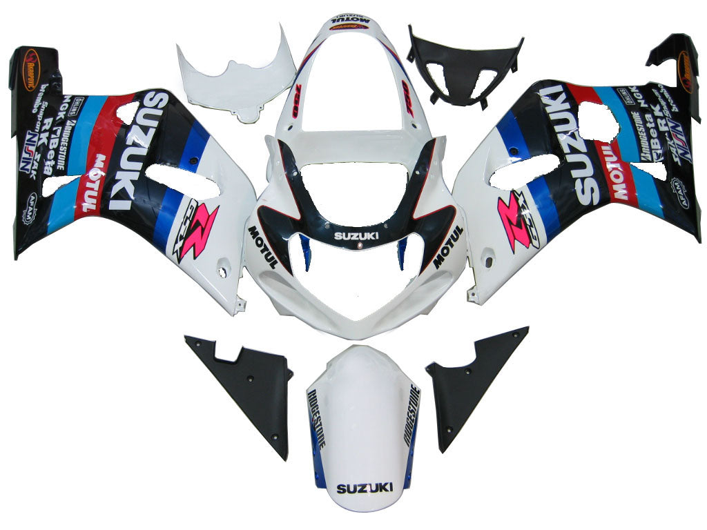 2001-2003 Suzuki GSXR 750 Amotopart Fairings White Red Lucky Strike Racing