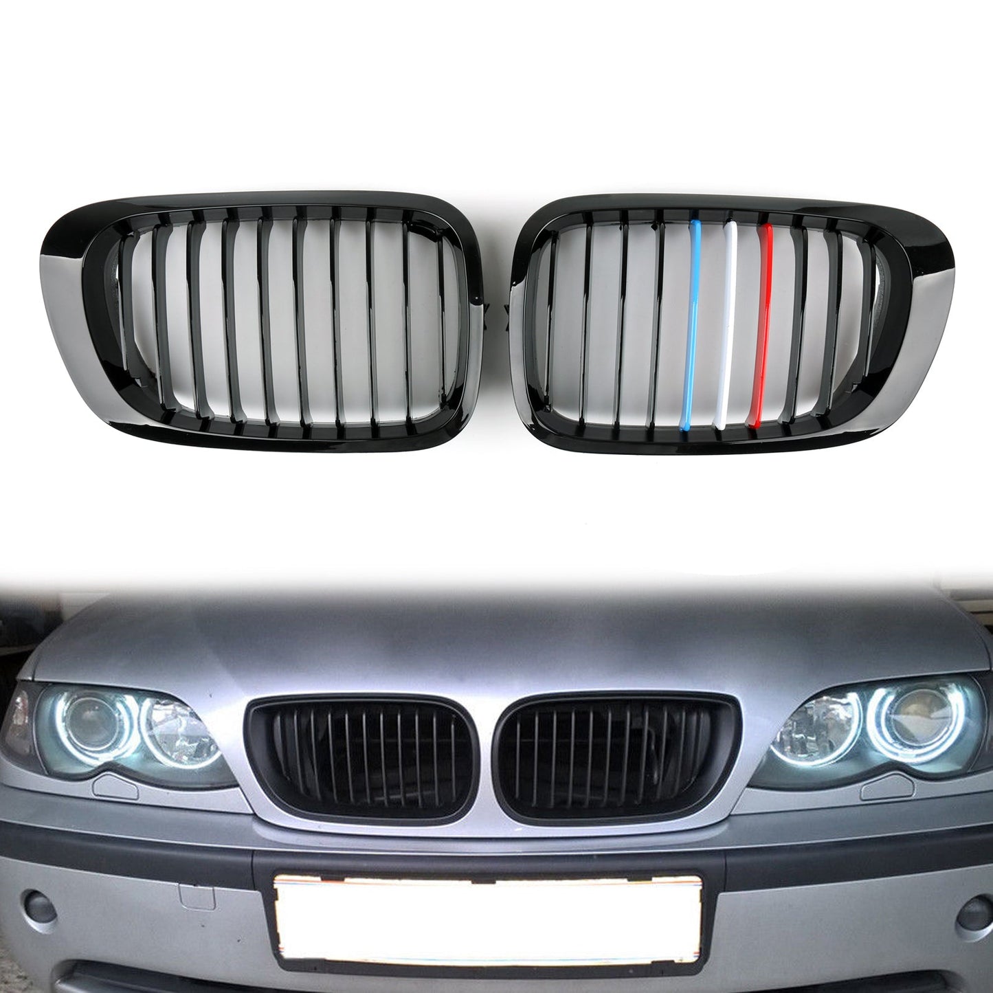 Front Fence Grill Grille Gloss Black For BMW E46 2 Doors 1999-2002 3 Series