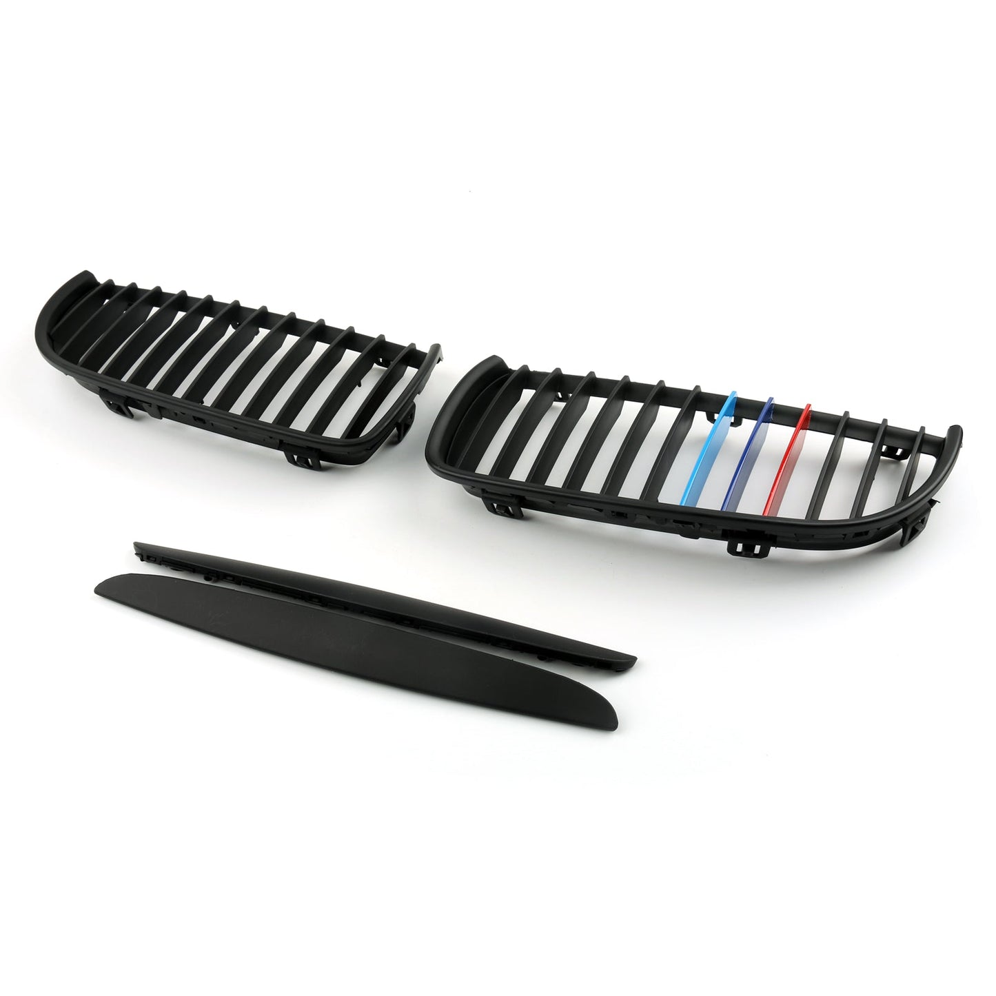 Front Kidney Grill Grilles L&R Gloss Black For BMW E90 3 Series Sedan 2005-2008