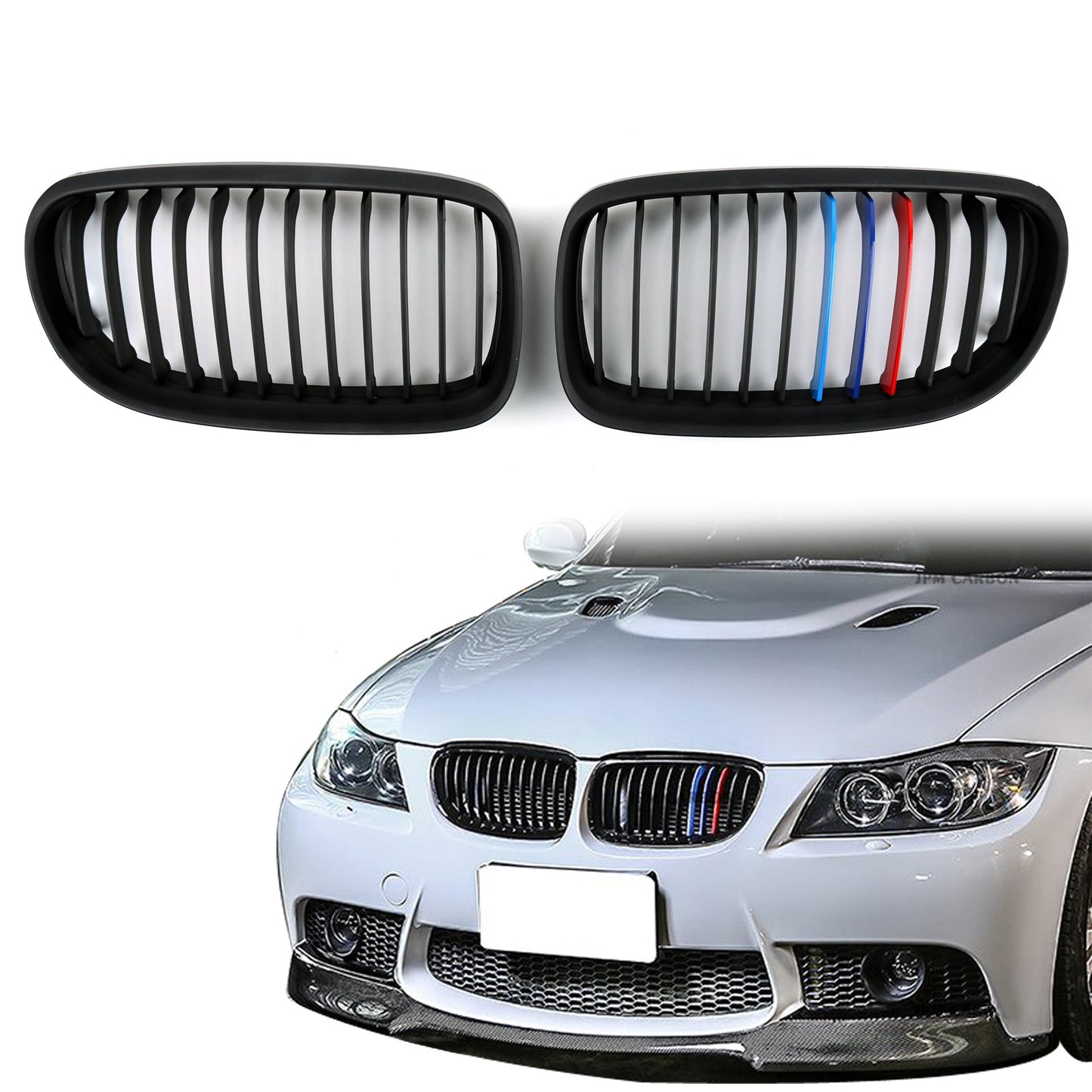 Matte Black Front Kidney Grill Mesh Grille Nose For BMW E90 E91 LCI 2009-2012