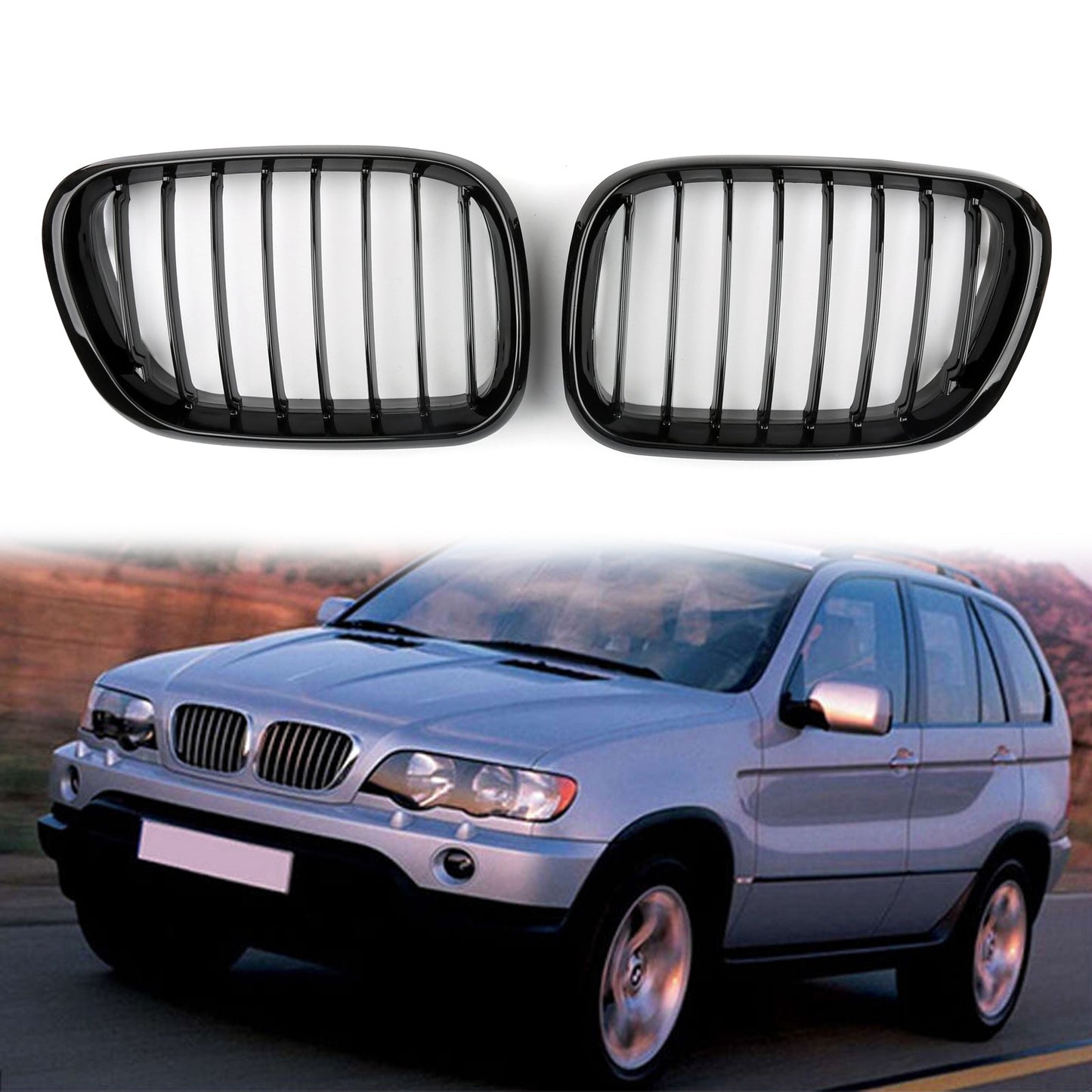 Matt Black Front Kidney Grill Mesh Grille For BMW X Series 1998-03 X5 E53