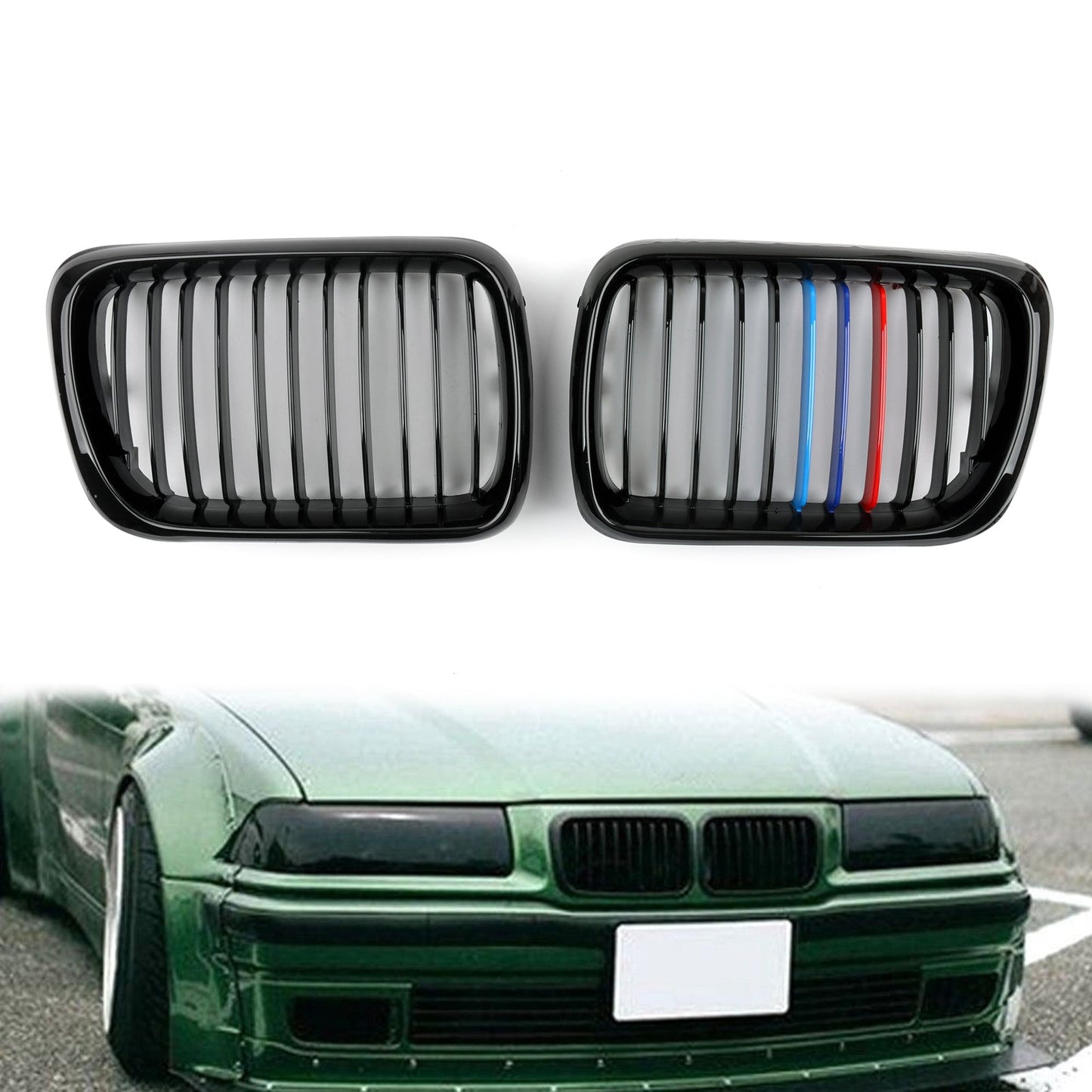 Matt Black Front Kidney Grill Mesh Grille For BMW E36 1997-1999 3 Series