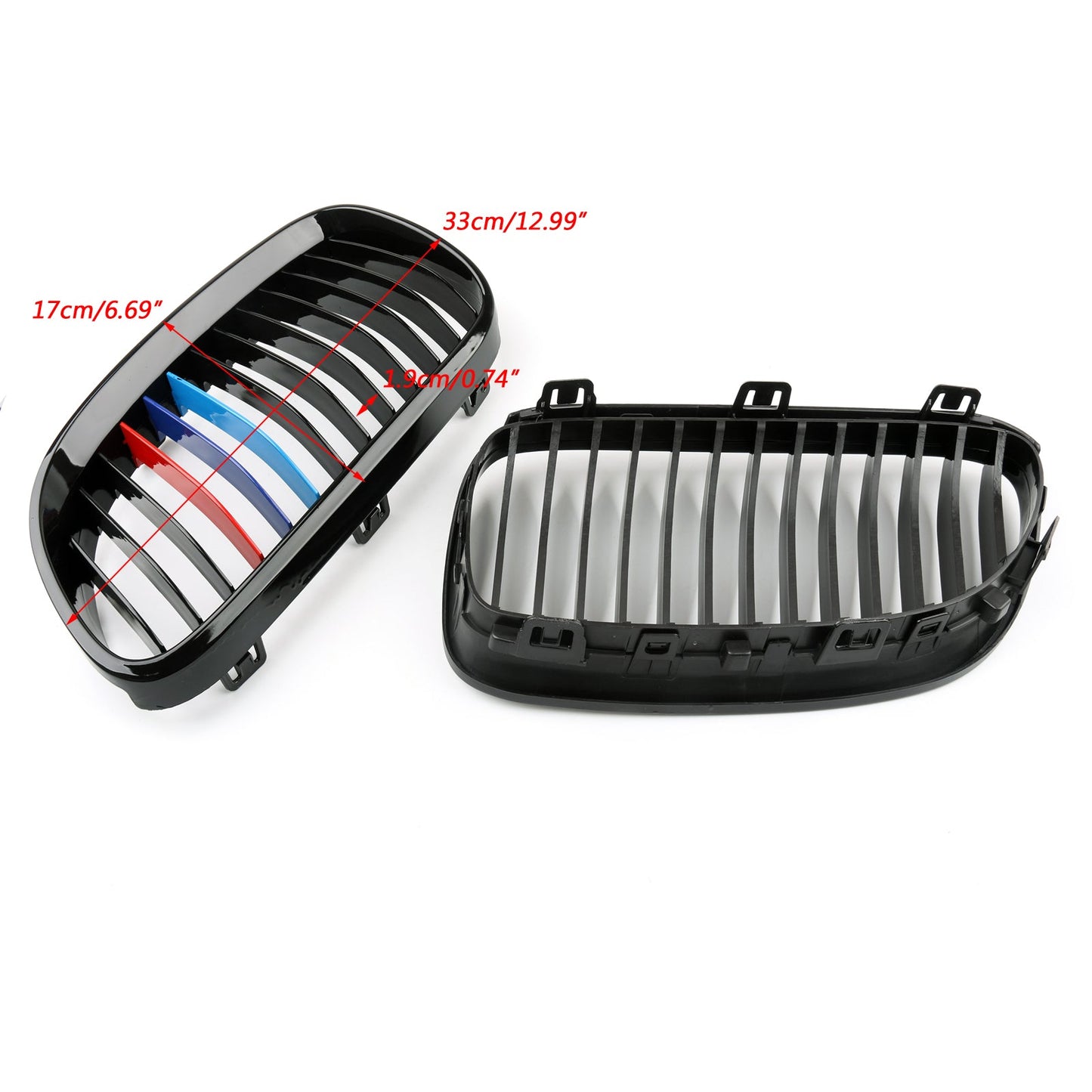 2x Gloss Black M Color Kidney Tuning Front Grille For BMW E92 E93 LCI 2D 11-14