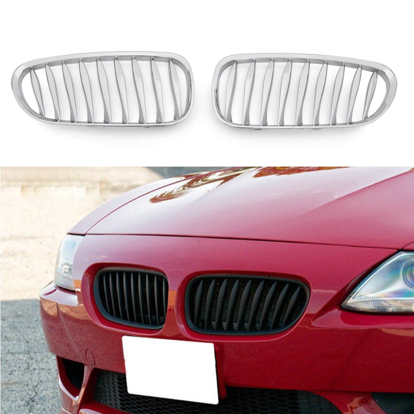 2003-2008 BMW Z4 E85 E86 Front Bumper Sport Kidney Grille Grill Chrome