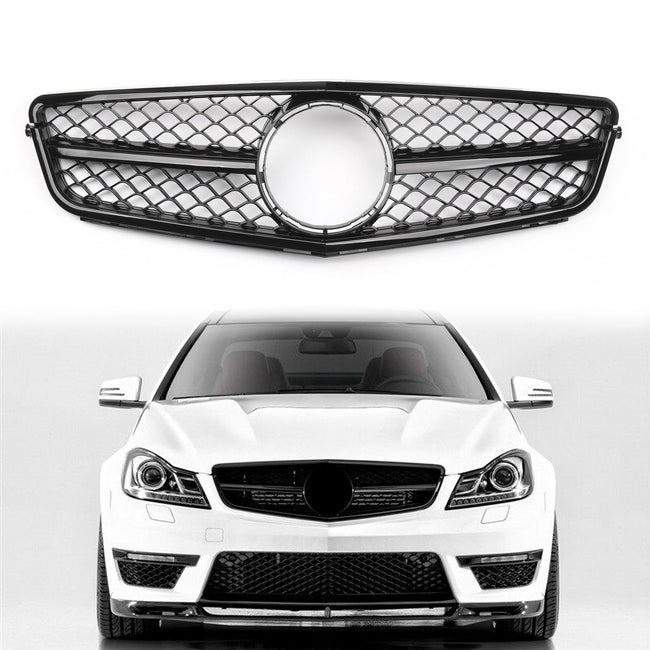 W204 C-Class 2008-2014 Benz C300 C350 Front Grill Gloss Black Car Grille C63 Style