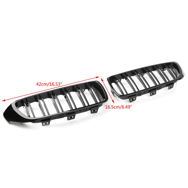 Gloss Black Kidney Grille Dual Slat Fit BMW F32 F33 F36 F82 2014+ M4 Sport Grill