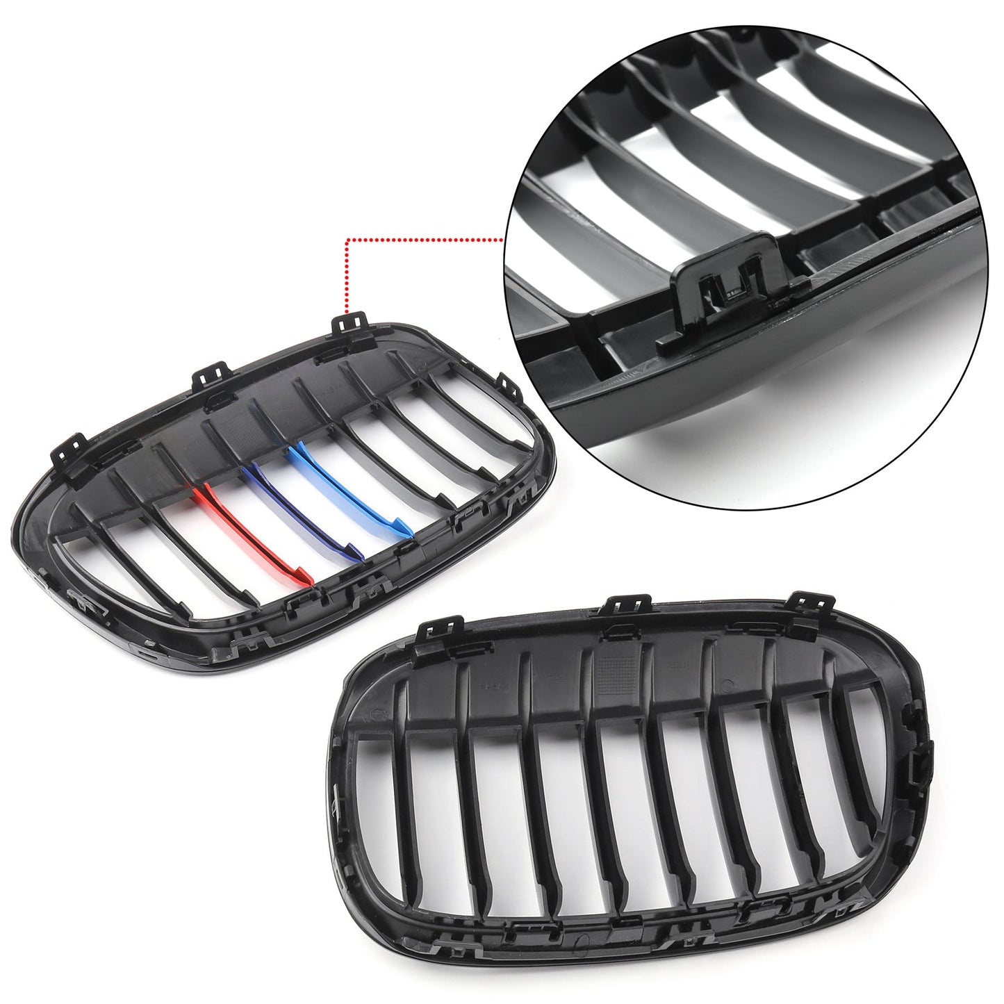 1 Pair Front Kidney Grille Grill For BMW 2016+ F48 F49 X1 X-Series Matte Black