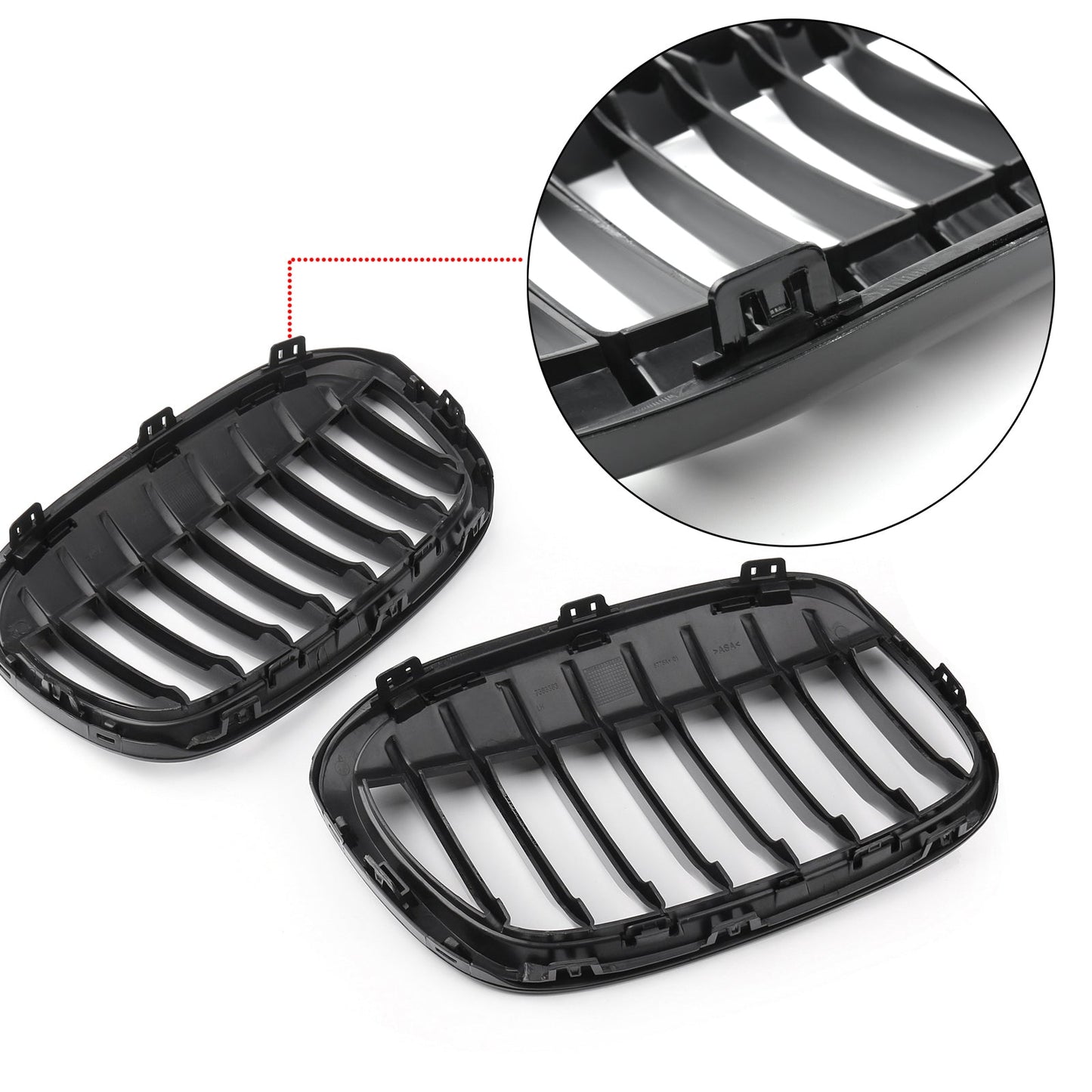 1 Pair Front Kidney Grille Grill For BMW 2016+ F48 F49 X1 X-Series Matte Black