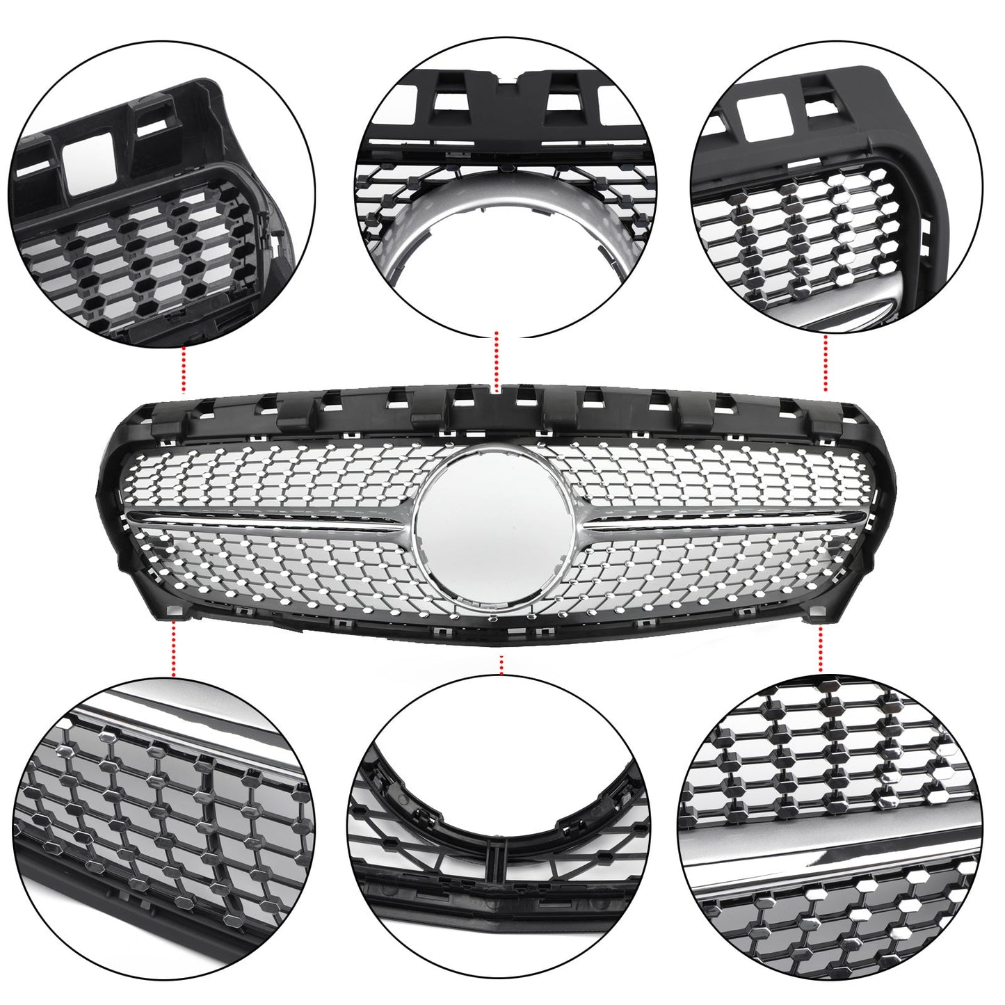 Diamond star grille grill Fit Mercedes Benz R117 W117 CLA250 2013-2019 Silver