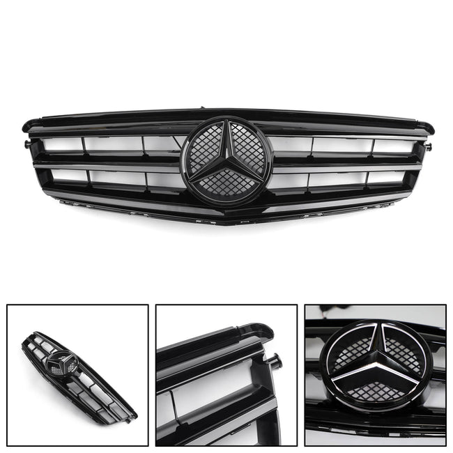 W204 C Class Front Bumper Grille Fit For Benz W/LED Emblem C300/C350