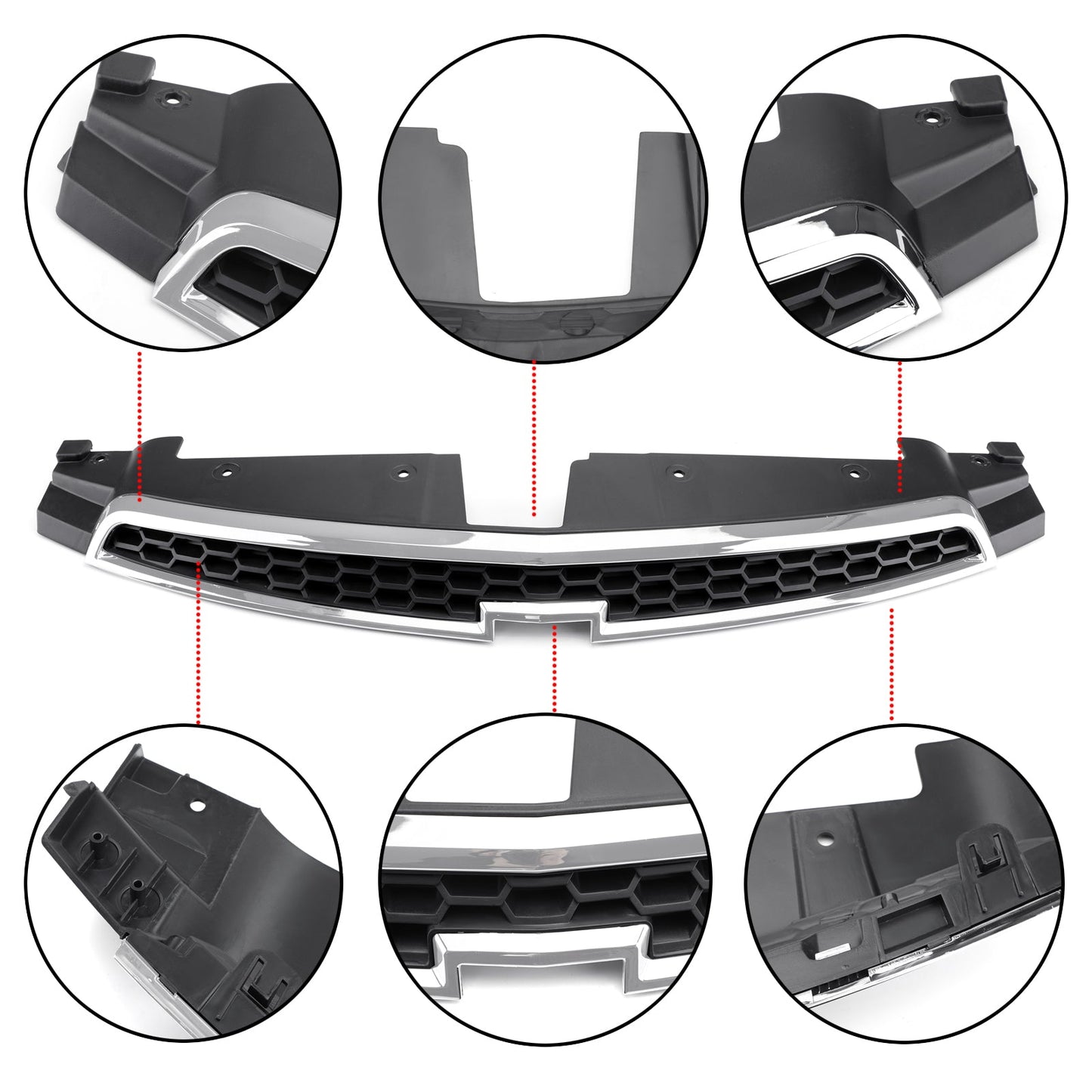 2PCS Front Bumper Upper+Lower Grille Inserts Trim Covers For 2014 Chevy Cruze