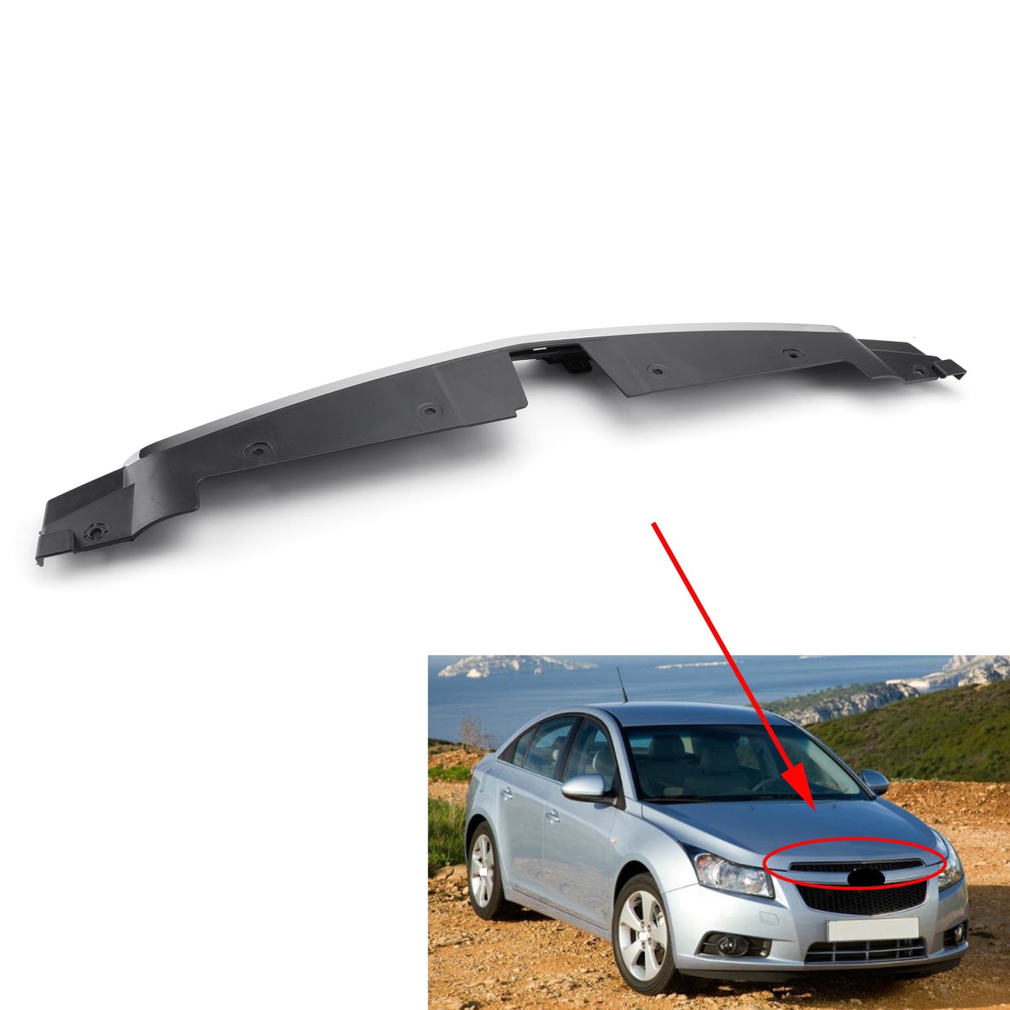 2PCS Front Bumper Upper+Lower Grille Inserts Trim Covers For 2014 Chevy Cruze