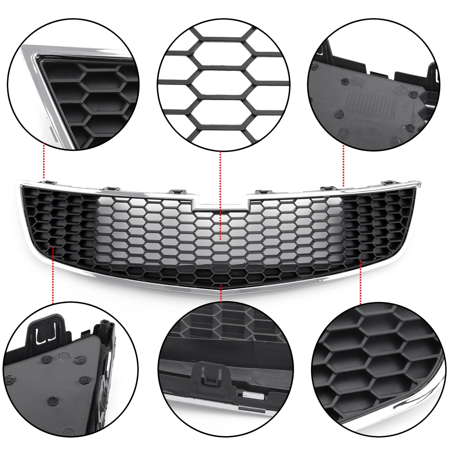 Front Lower Bumper Grille Grill Inserts Trim Covers Fit 2014 Chevy Cruze