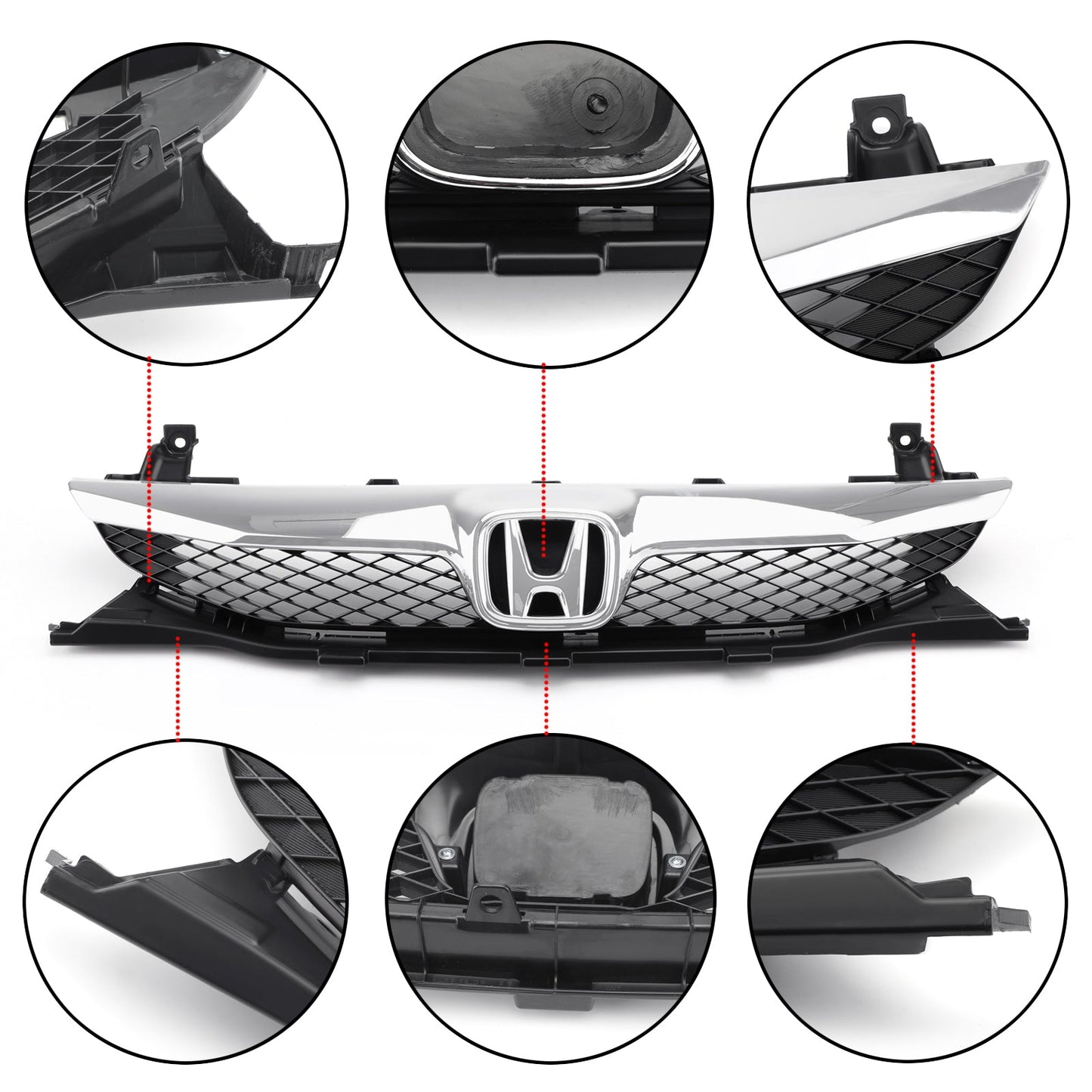 Front Top ABS Grille Grill Replacement Fit Honda Civic Sedan 4 Doors 2009-2011