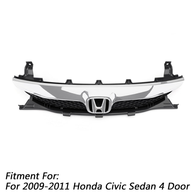 Front Top ABS Grille Grill Replacement Fit Honda Civic Sedan 4 Doors 2009-2011